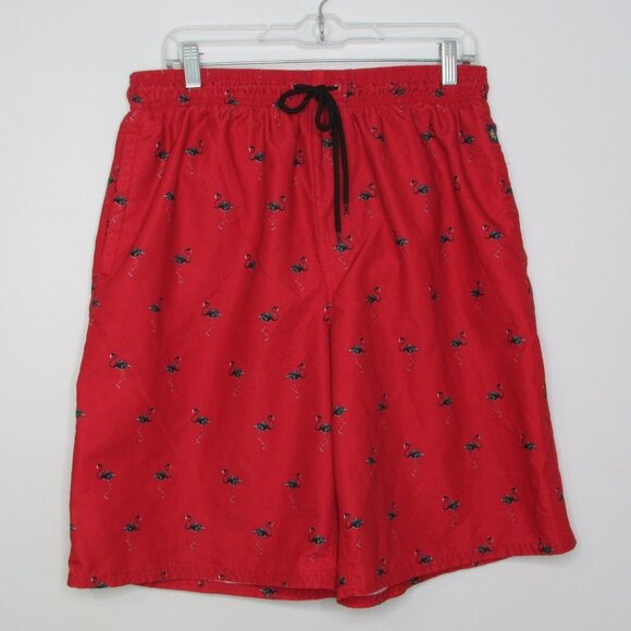 Rugby University Red Flamingo Swim Trunks Shorts - Picture 1 of 8